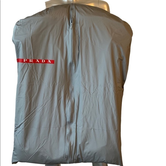 Authentic Prada Garment Silver Synthetic Apx 25”x34”. Good condition. - Picture 1 of 8
